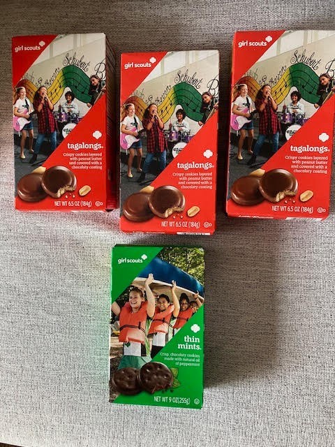 4x New Boxes Girl Scout Cookies – Tagalongs & Thin Mints – Exp September 2026