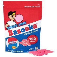 Bazooka Sugar-Free Bubble Gum Pellets Bag – 120 Count Bulk Gum, Original Flavor
