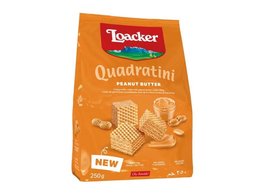 Loacker Quadratini Peanut Butter bite-size Wafer Cookies – 30% Less Sugar – P…