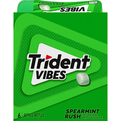 Vibes Spearmint Rush Sugar Free Gum, 6 Bottles of 40 Pieces (240 Total Pieces)