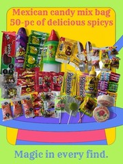 Mix Mexican Candy Spice 50 Pcs 1-Lb 4oz Bag Vero Mango Elote Sandia Gusanos Pulp