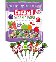 Organic USDA Fruit Lollipops 265 Count 6 Flavors 3lb Resealable Bag