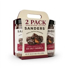 Sanders Dark Chocolate Sea Salt Caramels 36 oz Jars 2 Pack Gourmet Candy.