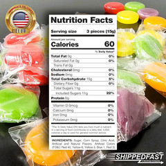 Fruit Disc Hard Candy Assorted Classic Flavors (Cherry, Orange, Lemon, Grape, Li