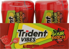 Trident Vibes SOUR PATCH KIDS Redberry Sugar Free Gum, 40 Piece Bottle (Pack of