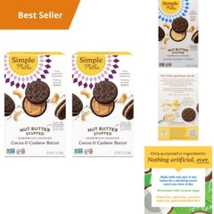 Simple Mills Organic Gluten Free Non-GMO Cocoa Cashew Sandwich Cookies Vegan Low