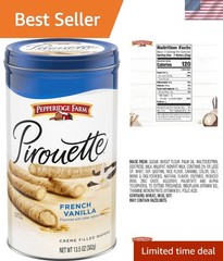 Crisp Gourmet Pirouette Cookies with Rich Vanilla Flavor – 13.5 Oz Tin
