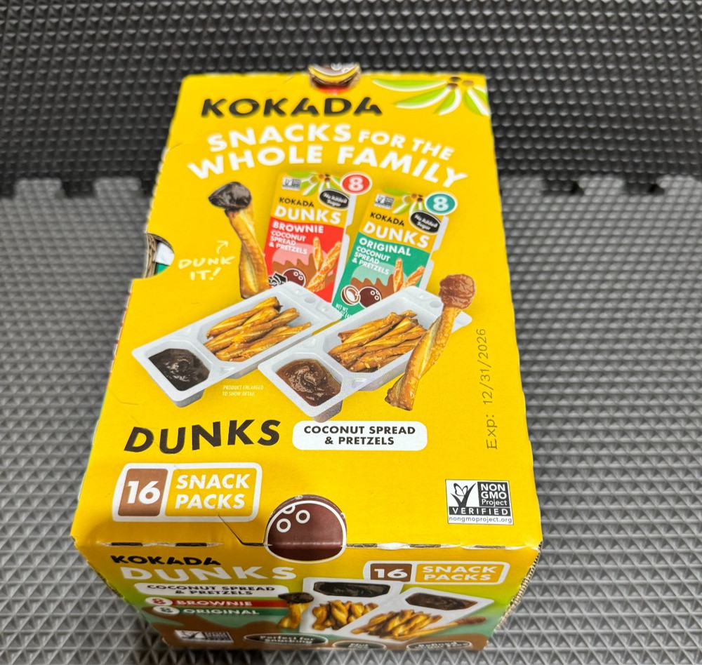 Kokada Dunks Brownie Coconut and Spread & Pretzels Snack Packs 16