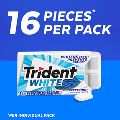 White Peppermint Sugar-Free Chewing Gum, 9 Packs of 16 Pieces (144 Total Pieces)