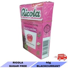 6x 40g Ricola Swiss Alpine Herb Sugar Free Blackcurrant Soothing Refreshment