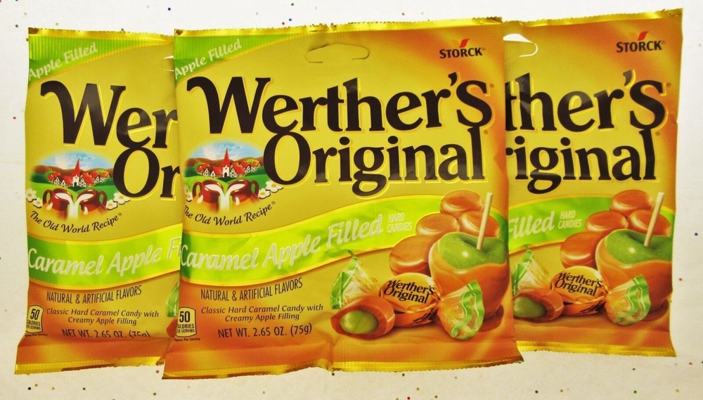 Werther’s Original Caramel Apple Filled 2.65oz Bags Werthers Candies ~ Lot of 3