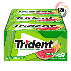 Full Box 12x Packs Trident Watermelon Twist Chewing Gum | 14 Sticks Per Pack