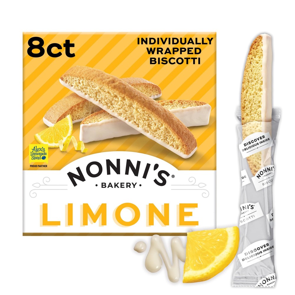Nonni’s Limone Biscotti, Individually Wrapped Italian Lemon Cookie Snacks