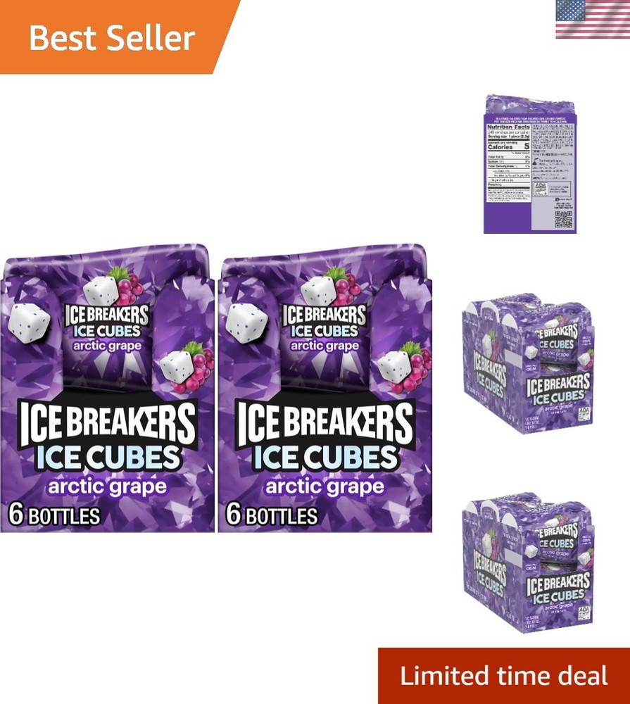 Fresh and Delicious ICE CUBES Arctic Grape Sugar-Free Gum, 480 Bubbles, 12 Pack