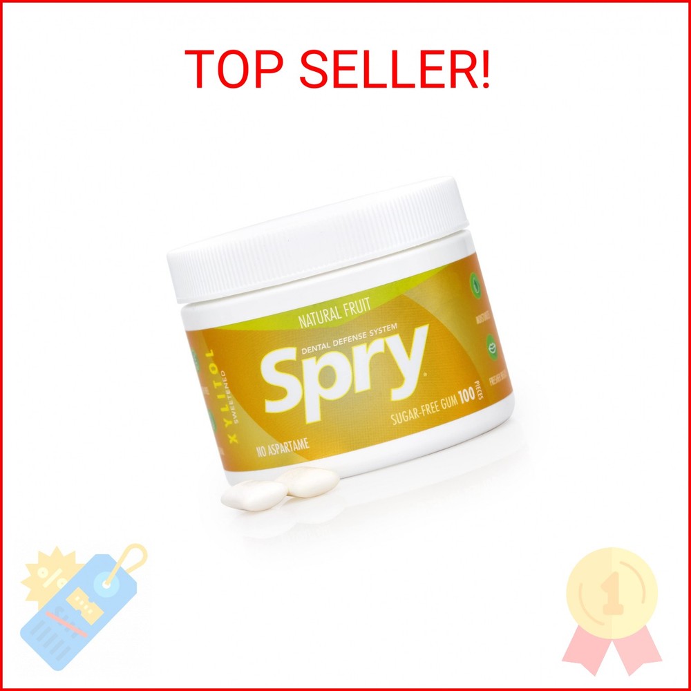 Spry Fresh Natural Xylitol Chewing Gum Dental Defense System – Aspartame-Free, S