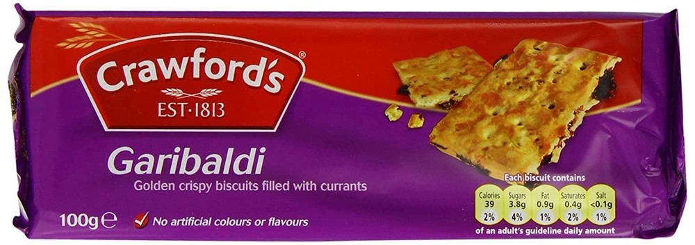 Crawford’s Garibaldi Biscuits 100g (Pack of 6) 100g, Golden, Dark Red