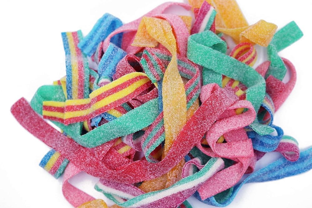 Sour Every Flavor Mixed Gummy Belts Candy 1 Pound (Blueberry, Apple, Mango, W…