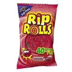 Full Box 24x Packs Rip Rolls Cherry Fat Free Candy | 40 Inches of Fun | 1.4oz