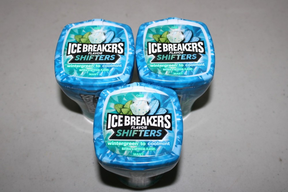 (3) Ice Breakers Shifters Wintergreen To Cool Mint Gum 40-PieceBottles 120 Total