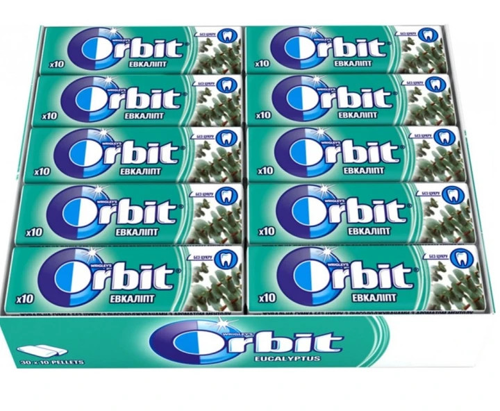 10x14g Wrigley’s Orbit Eucalyptus Sugar-Free Chewing Gum (100 pieces)