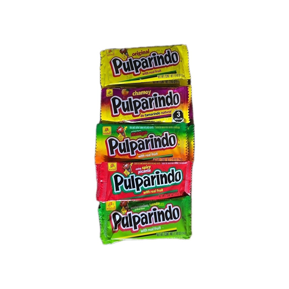 De La Rosa Pulparindo 25 Pcs Mix Flavors Tamarind Mango Sandía XSpicy Chamoy