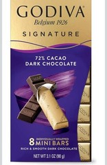GODIVA Belgium 1926 Signature 72% Cacao Dark Chocolate Mini Bars 3.1oz