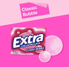 Extra (Classic) Bubble Gum Sugarfree, perfect for Fresh Breath 10 Pack