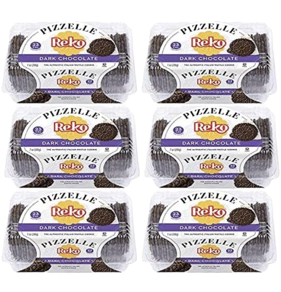 6 Packs – Reko Dark Chocolate Pizzelle Italian Waffle Cookie 7oz each pack