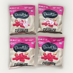 Darrell Lea Strawberry Australian Licorice 1lb (4 x 4oz Bags) Soft & Delicious