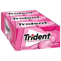 Trident Bubblegum Sugar-Free Chewing Gum, 12 Packs of 14 Pieces (168 Total Piece