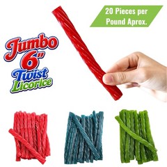 Jumbo 6 Inch Licorice Twists Candy | Pick Your Flavor | Soft Chewy Fruit Candy