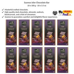 Szamos Handmade Dark Chocolate Bar Isler Pastry Flavor 56% Cocoa Content 100gx10