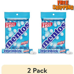 (2 pack) Mentos Peppermint Chewy Mint Candy Roll, 1.32 oz, pack of 6-free ship