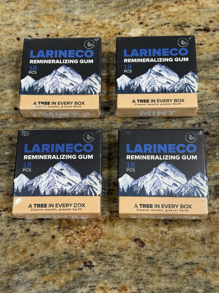 4 LOT Larineco Remineralizing Mint Gum with Nano Hydroxyapatite & Xylitol