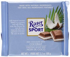 Ritter Sport chocolate Bar Coconut, 3.5 oz