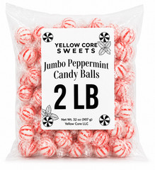 Jumbo Mint Balls Peppermint Hard Candy 2LB Bulk Pack Individually Wrapped