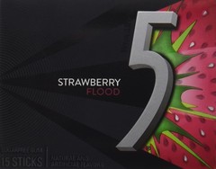 Five 5 Gum Strawberry Flood Sugarfree Gum,, 15 15 Count (Pack of 1), Red