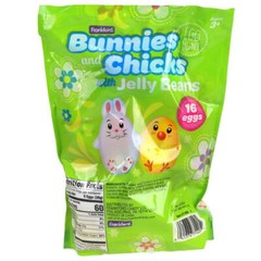 Frankford Bunnies & Chicks w/Jelly Beans 16 Designed Plastic Easter Eggs 2.82 oz