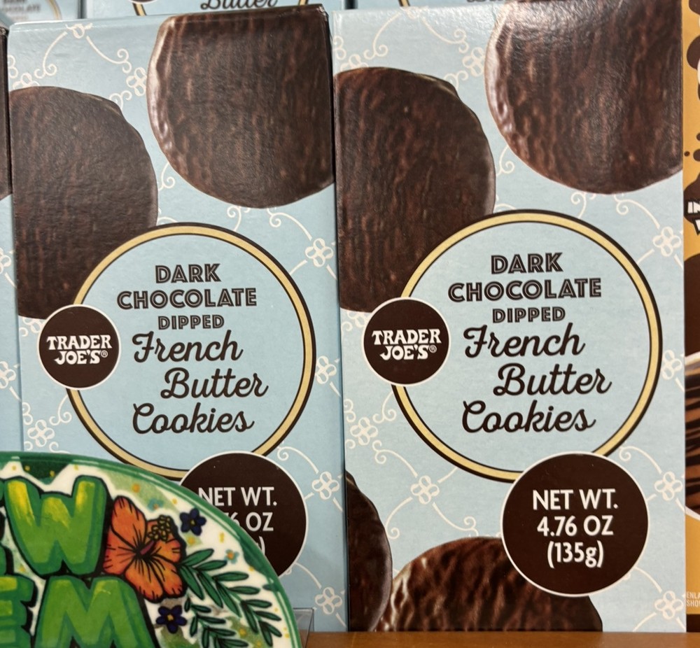 2 Packs Trader Joe’s Dark Chocolate Dipped French Butter Cookies 4.76oz 135g