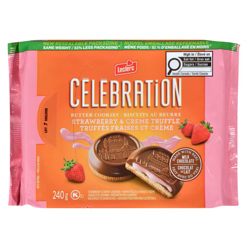 Leclerc Celebration Strawberry Cream Cookies 240 g. / 8.5 oz. 6 Pack