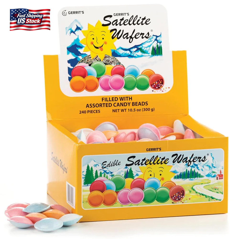 Gerrit’S Satellite Wafers Candy – Pack of 240 – Filled with Assorted Beads – Lig
