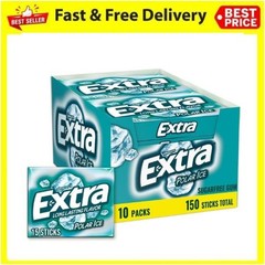 EXTRA Polar Ice Gum 10 Pack 15 Sticks Sugar Free Strong Mint Breath Fresh