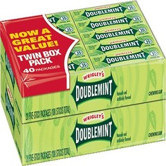 Wrigley’s Doublemint Gum 4/20 Pack Boxes 5 Pieces Per Pack Total 400 Pieces