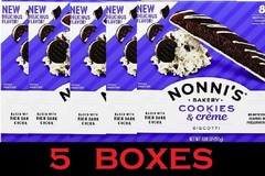 Nonni’s Bakery Cookies & Creme Biscotti Rich Dark Cocoa 6.88 oz Box 5 PACK