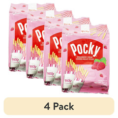 (4 pack) Glico Strawberry Cream Covered Biscuit Sticks, 3.81 Oz, 9 Count