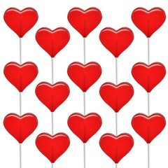 30-Count Lollipops Mini Red Heart Shaped Strawberry Flavored Individually Wra…