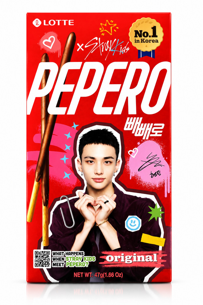 Lotte Pepero Original Stray Kids Limited Ed. Korea Chocolate Sticks Hyun Jin
