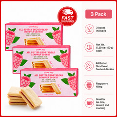 3-Pack Trader Joe’s All Butter Shortbread Sandwich Cookies Raspberry Filled