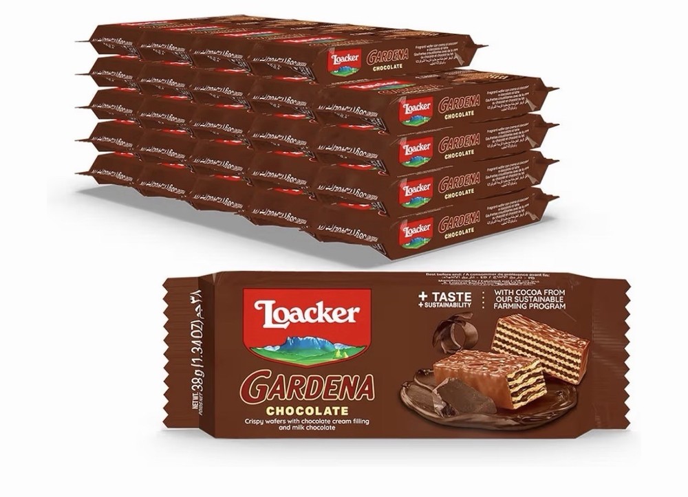 Loacker Gardena Chocolate Wafers 25 Pack 1.34oz Milk Chocolate Covered