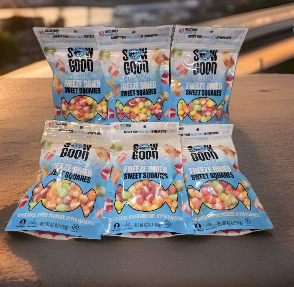 6x Sow Good Freeze Dried Sweet Squares Bites Candy 4.2 oz Bulk Lot BB 08/27 🍭🍬
